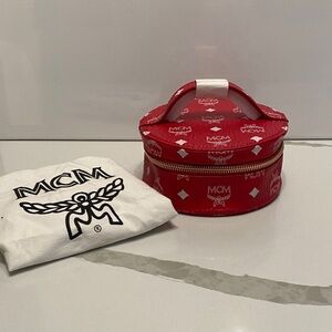 BNWOT MCM Red Round Vanity Case with dust bag. Retail 700+ tax.